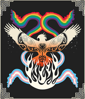 Phoenix and flames graphic designed for the Out of the Ashes event.